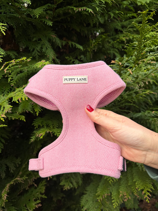The Herringbone Collection - Baby Pink Adjustable Harness