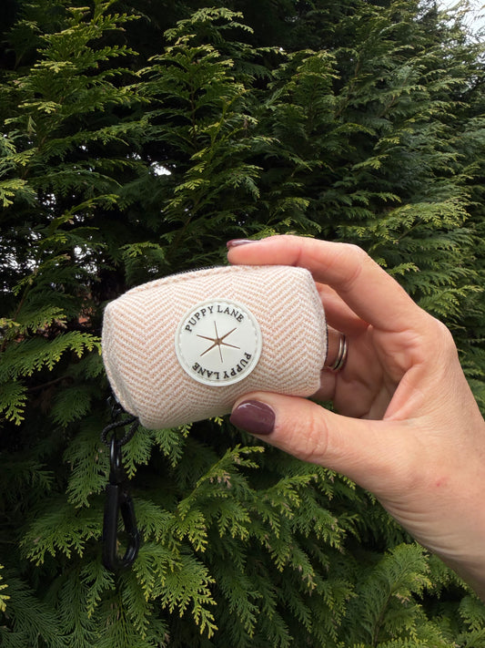 The Herringbone Collection - Cream Poop Bag Holder