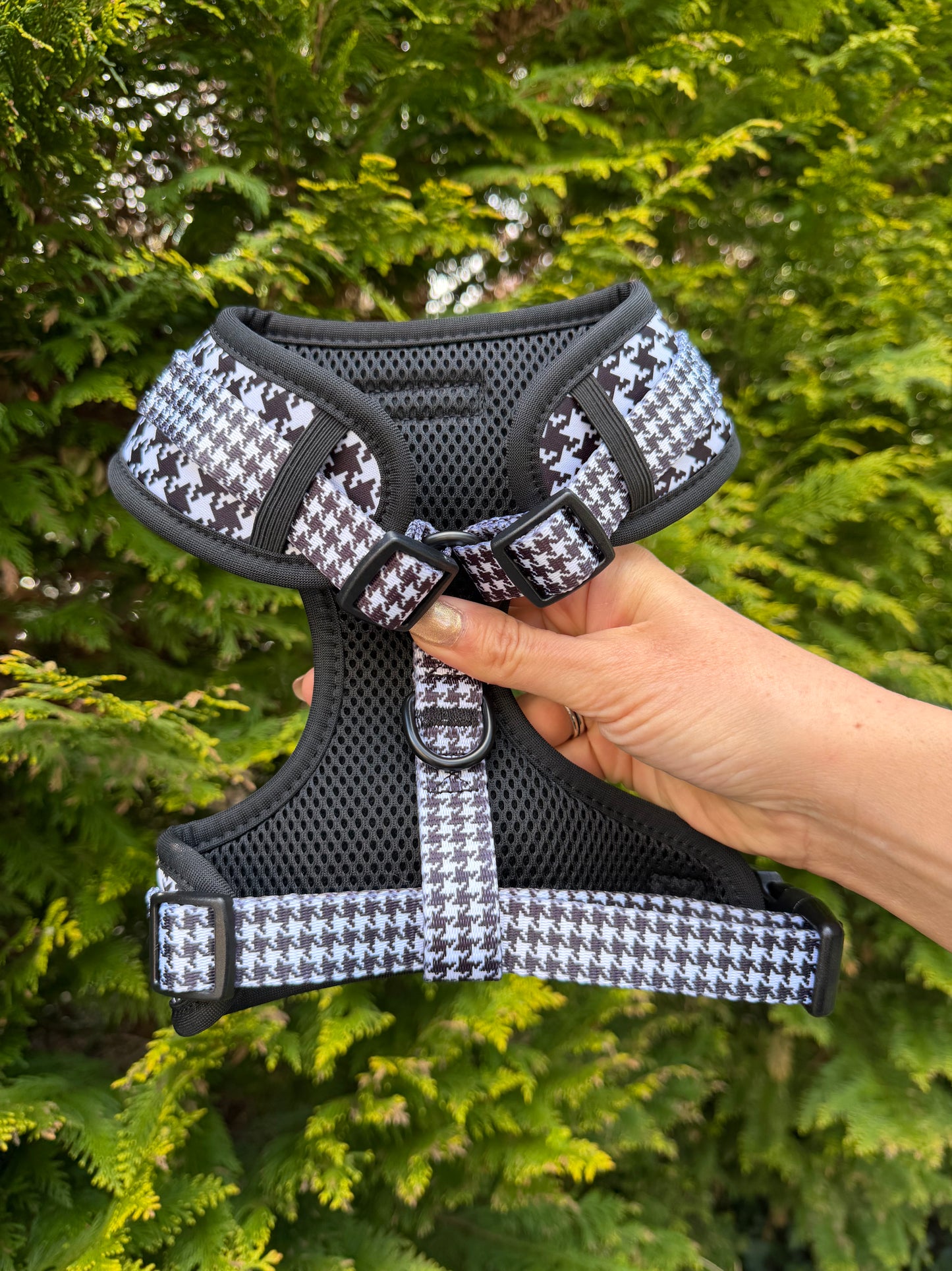 The Houndstooth Collection - Black and White Adjustable Harness